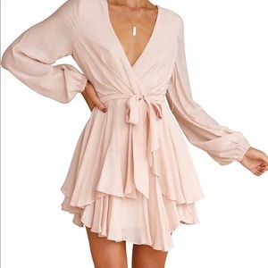 Women's Dress Deep V-Neck Long Sleeve